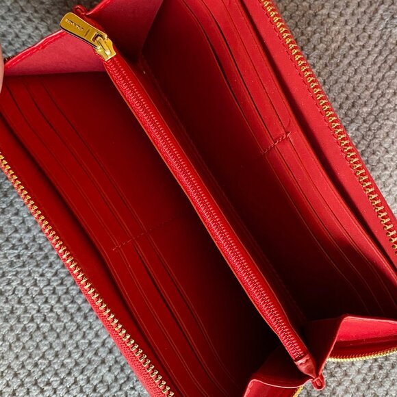 Coach Signature Leather Continental Wallet in Brown/Black and Red - Picture 4 of 5